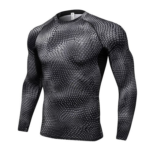 T-shirt de compression à motifs et manches longues