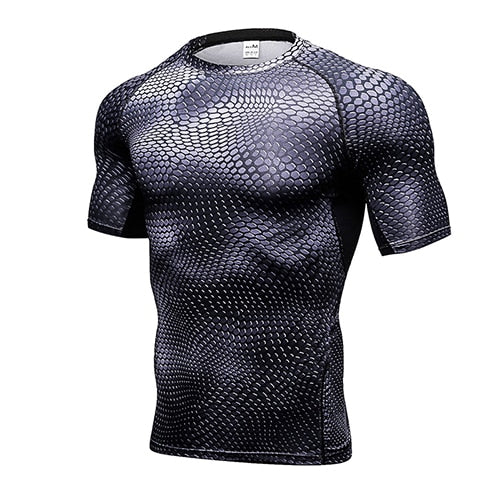 T-shirt de compression à motifs et manches courtes