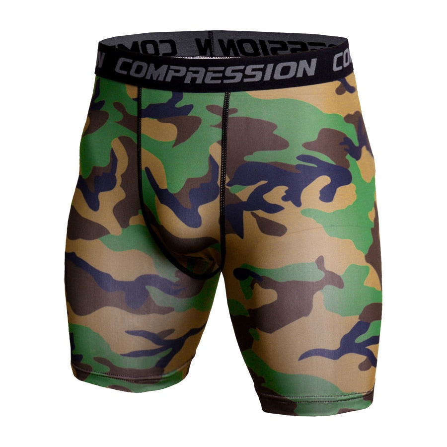 Short de compression camouflage pour homme