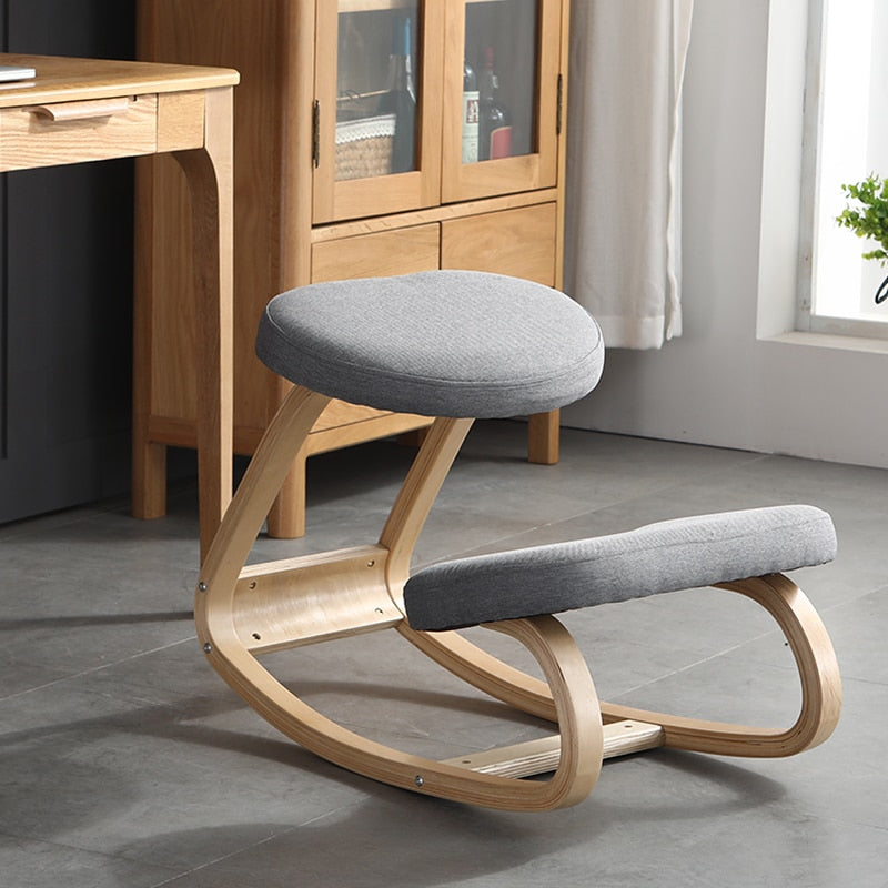 Chaise ergonomique à genoux design en bois